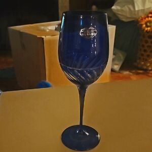Murano Blue Wine Glass 9"